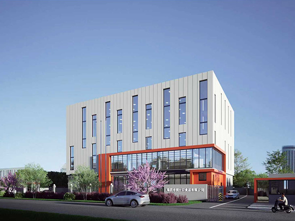 尝一口食品厂房临道路透视图